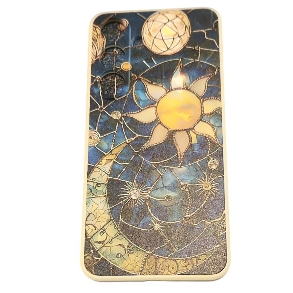 NEW Samsung 25 Sun‎ Moon Stars Night Sky Stain Glass Soft Phone Case Cover